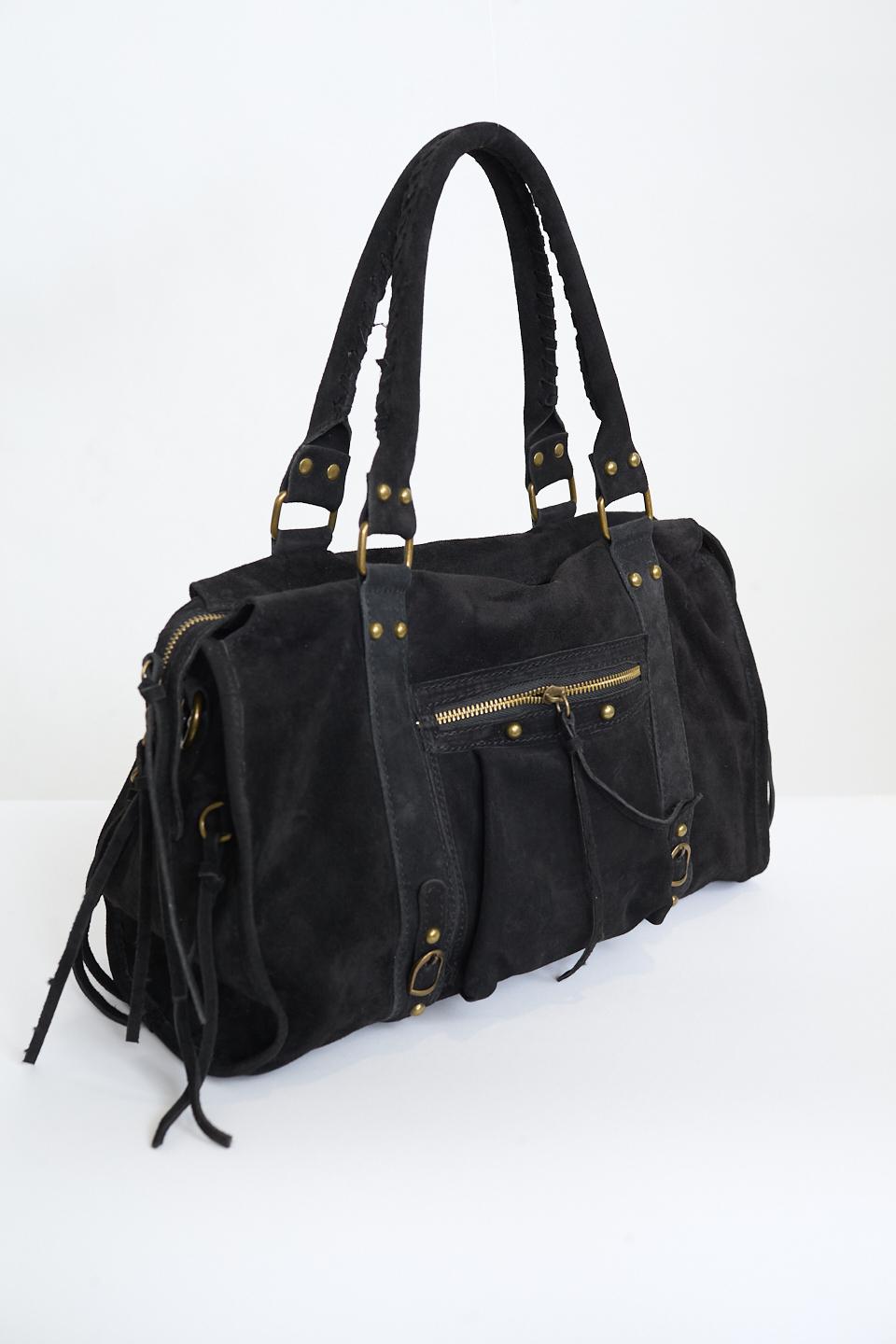 Borsa a spalla scamosciata nero - Autunno - Inverno 2025 | Brend