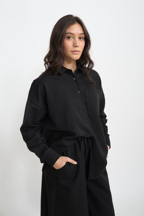 Camicia over mano lana nero - Autunno - Inverno 2025 | Brend