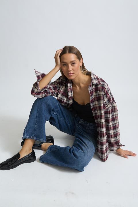 Camicia over check burgundy - Autunno - Inverno 2025 | Brend