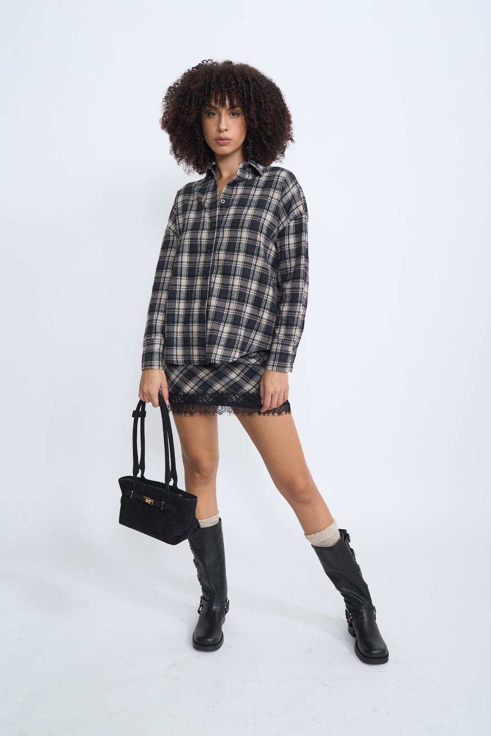 Camicia over check nero - Autunno - Inverno 2025 | Brend