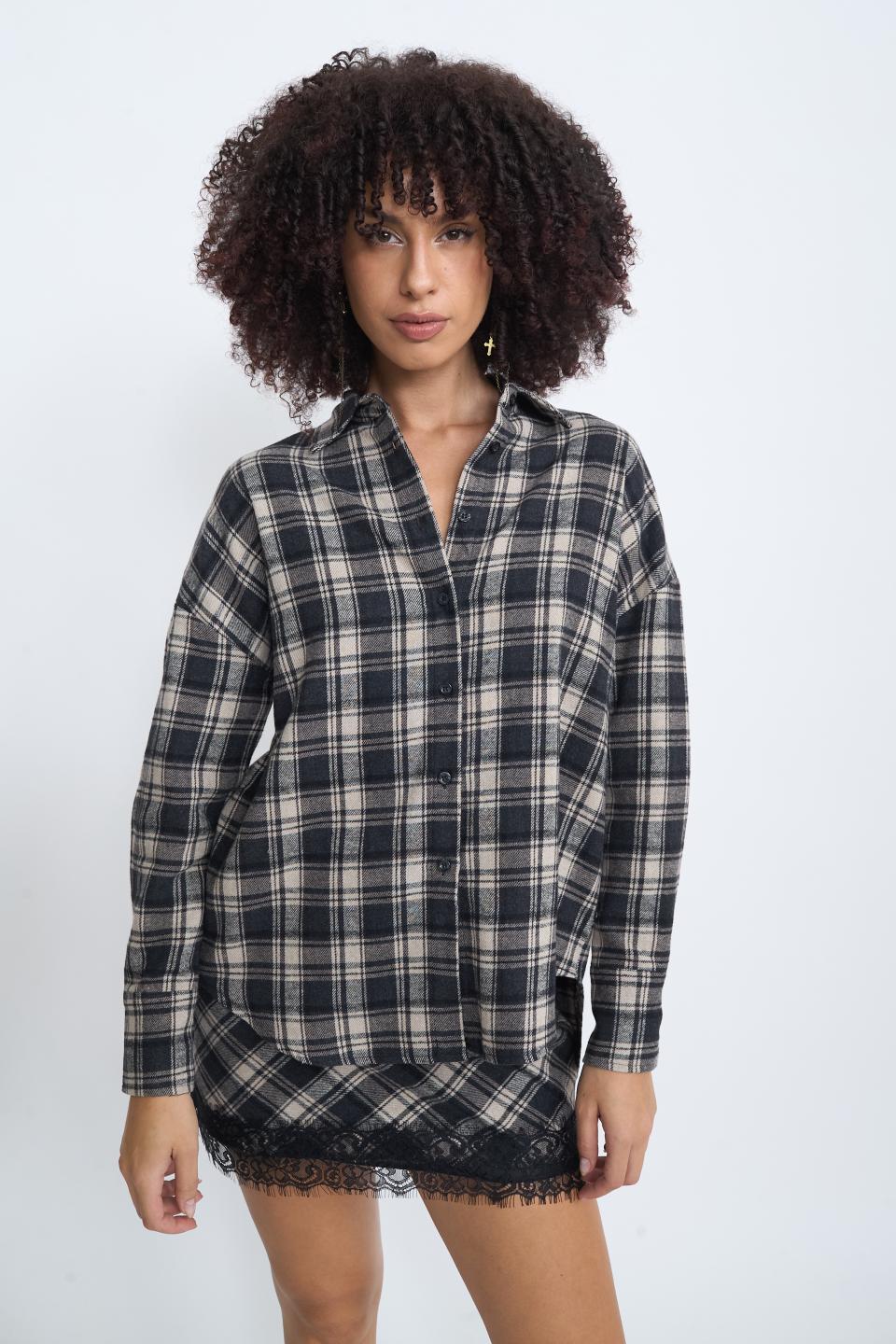 Camicia over check nero - Autunno - Inverno 2025 | Brend