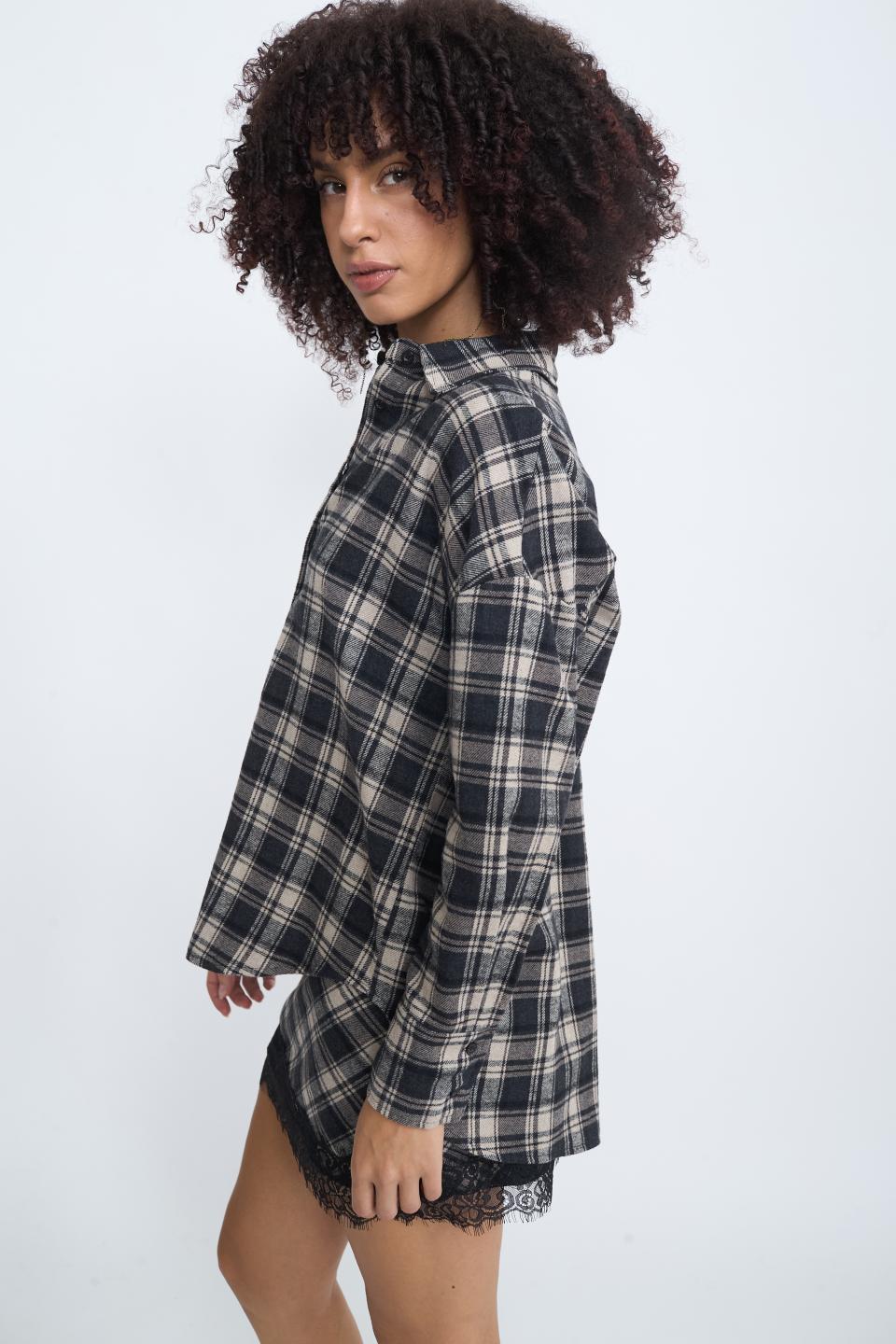 Camicia over check nero - Autunno - Inverno 2025 | Brend