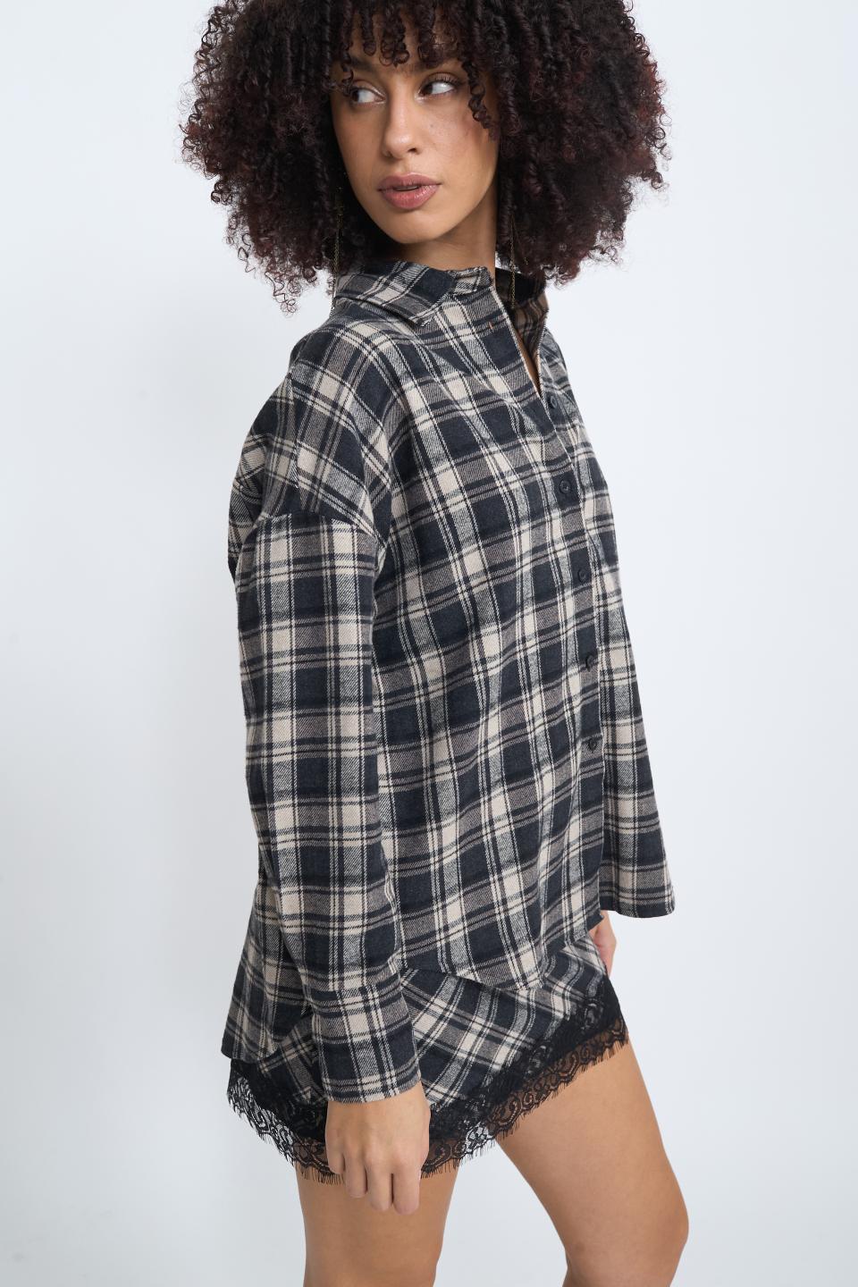 Camicia over check nero - Autunno - Inverno 2025 | Brend