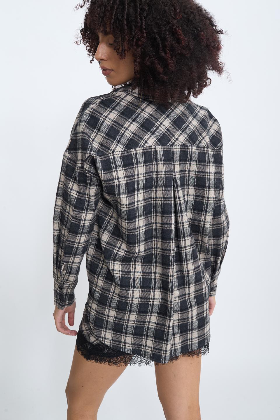 Camicia over check nero - Autunno - Inverno 2025 | Brend
