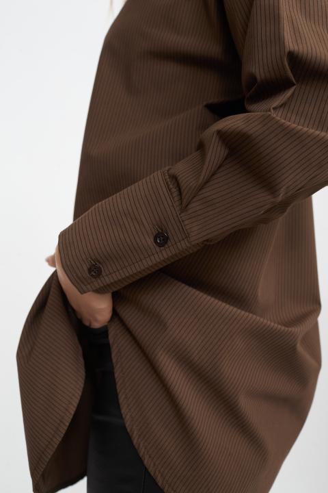 Camicia over cravatta rigato moro - Autunno - Inverno 2025 | Brend