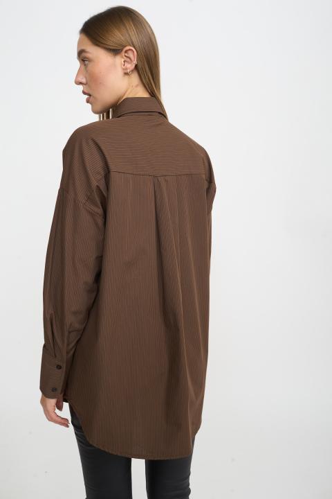 Camicia over cravatta rigato moro - Autunno - Inverno 2025 | Brend