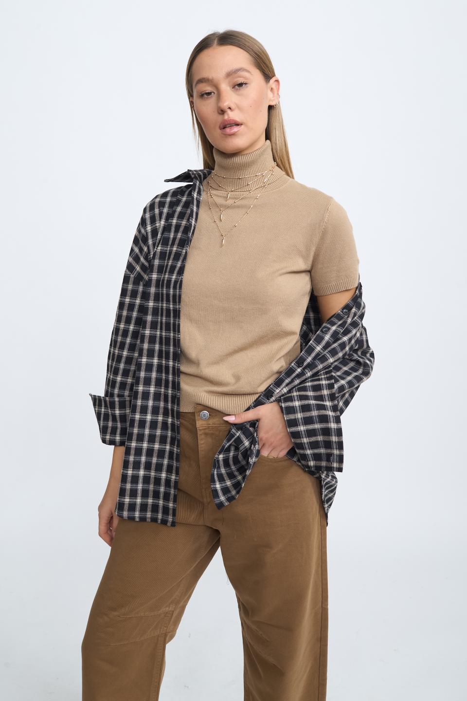 Camicia over check check nero - Autunno - Inverno 2025 | Brend