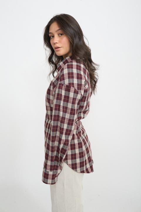 Camicia over avvitata check burgundy - Autunno - Inverno 2025 | Brend