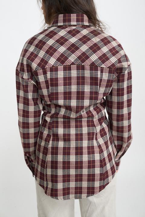 Camicia over avvitata check burgundy - Autunno - Inverno 2025 | Brend