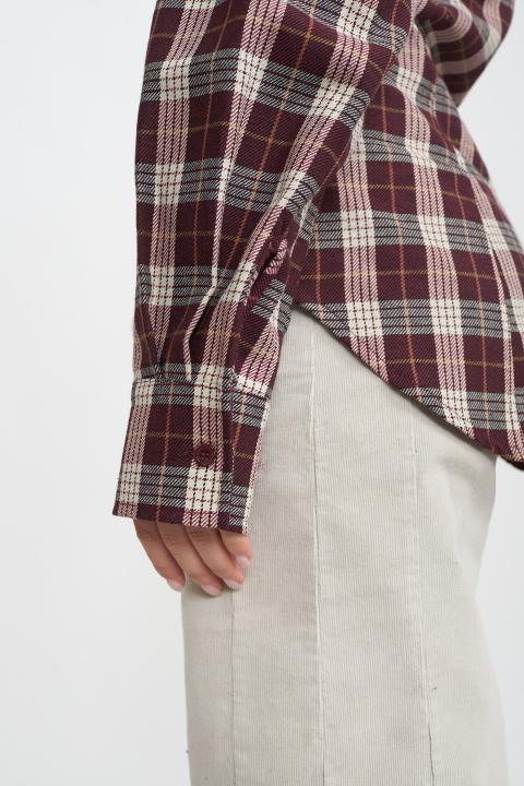 Camicia over avvitata check burgundy - Autunno - Inverno 2025 | Brend