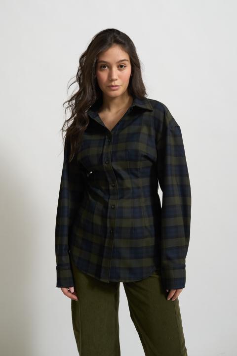 Camicia con riprese check moro cel. - Autunno - Inverno 2025 | Brend