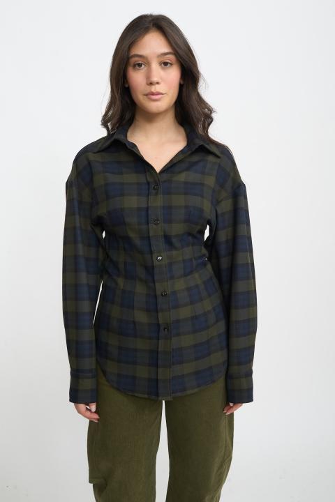 Camicia con riprese check moro cel. - Autunno - Inverno 2025 | Brend