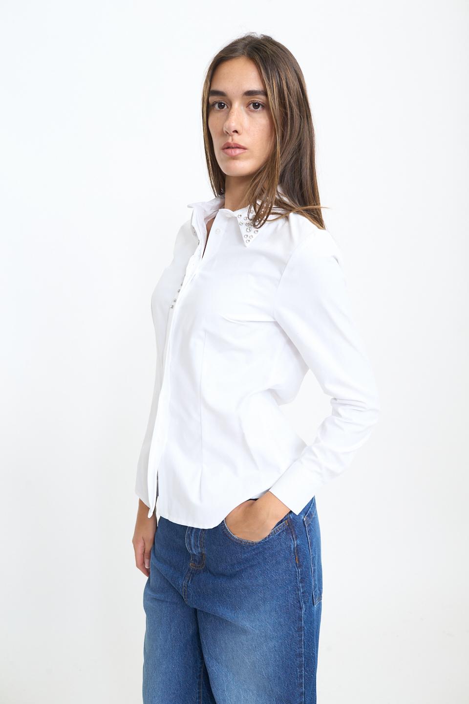 Camicia slim applicazioni collo bianco - Autunno - Inverno 2025 | Brend