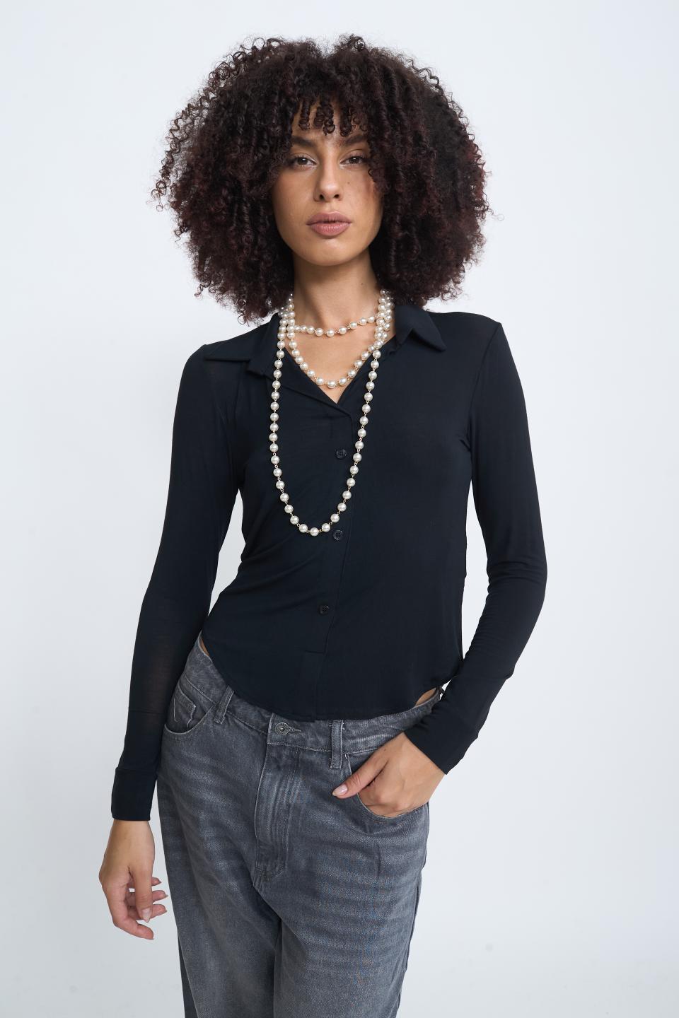 Camicia-polo jersey nero - Autunno - Inverno 2025 | Brend
