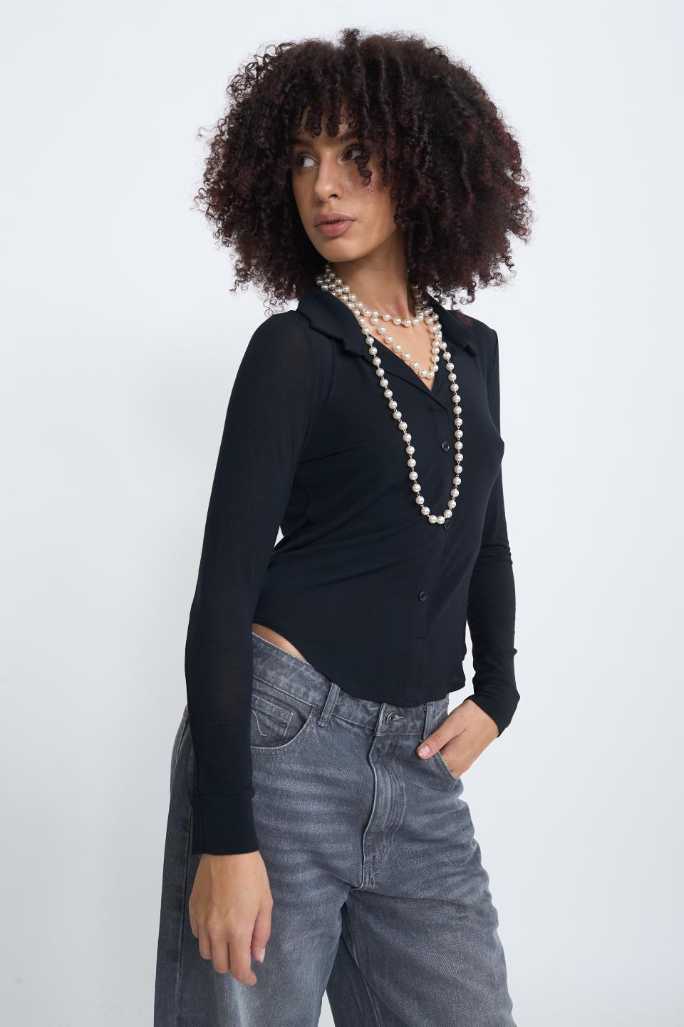 Camicia-polo jersey nero - Autunno - Inverno 2025 | Brend