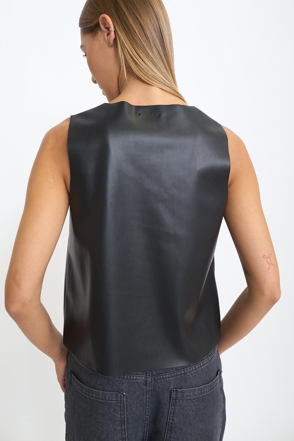 Canotta effetto pelle nero - Autunno - Inverno 2025 | Brend
