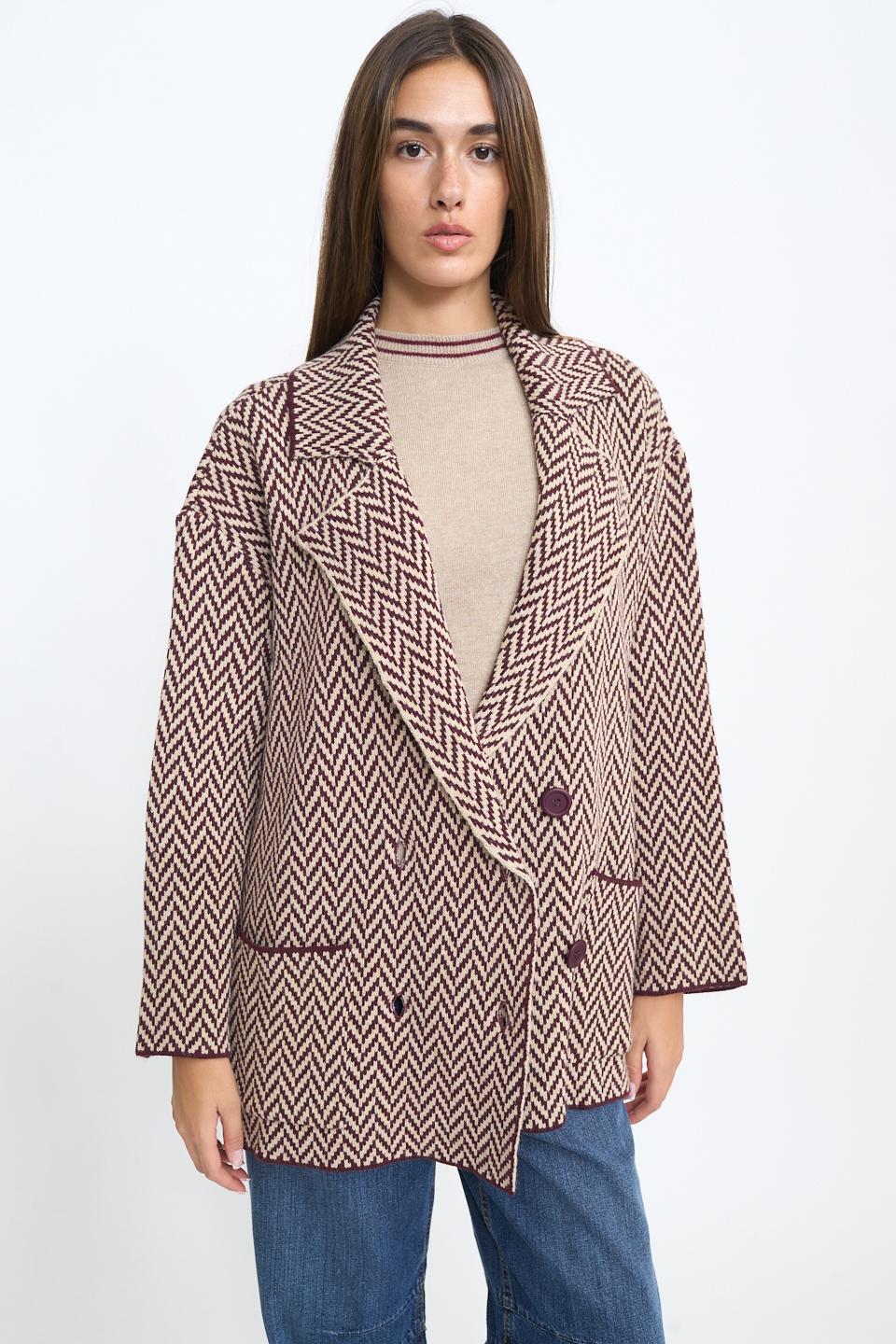 Caban doppio petto tasche spigato bordeaux - Autunno - Inverno 2025 | Brend