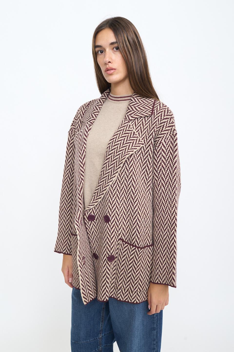 Caban doppio petto tasche spigato bordeaux - Autunno - Inverno 2025 | Brend