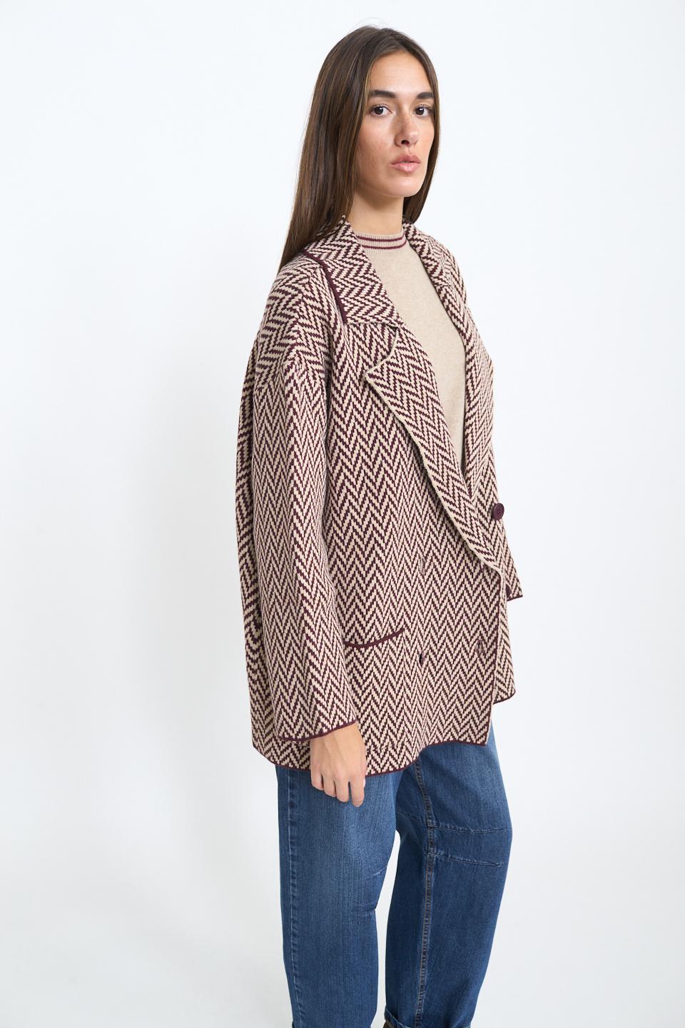 Caban doppio petto tasche spigato bordeaux - Autunno - Inverno 2025 | Brend