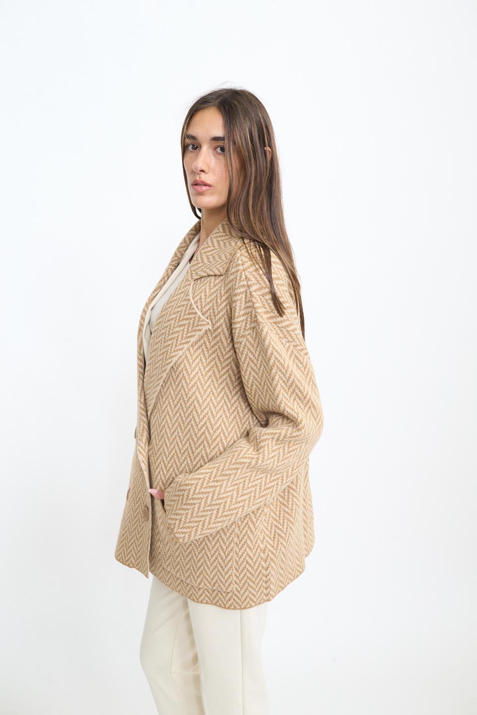 Caban doppio petto tasche spigato camel - Autunno - Inverno 2025 | Brend