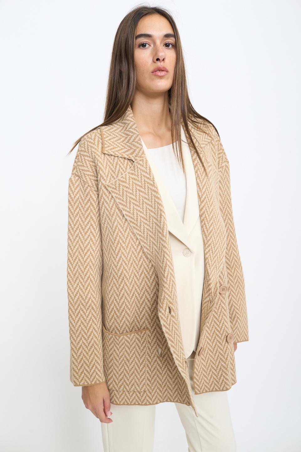 Caban doppio petto tasche spigato camel - Autunno - Inverno 2025 | Brend