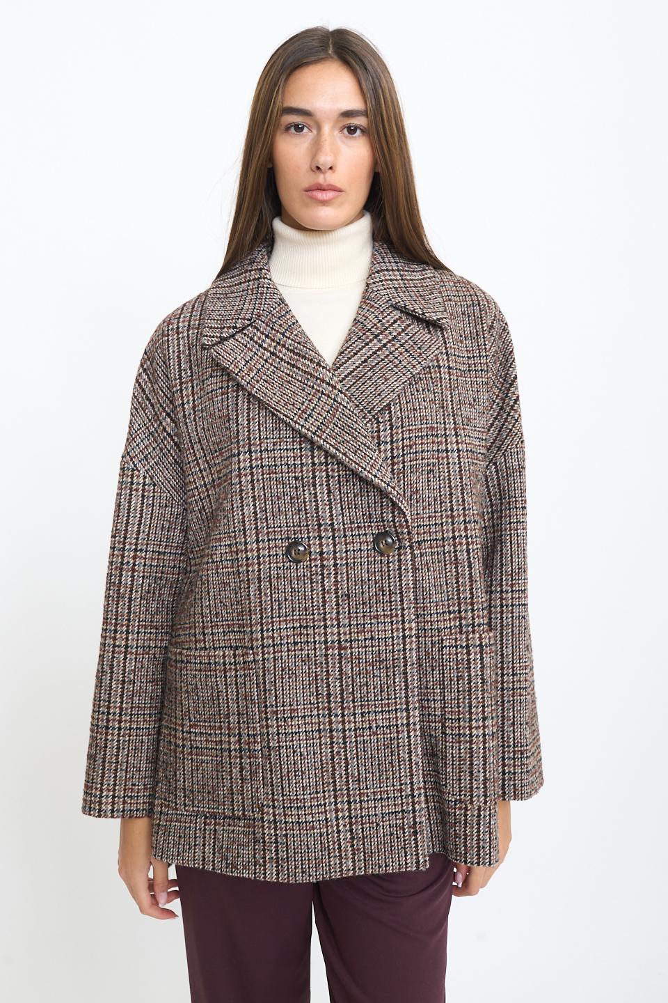 Cappotto corto check quadro bordeaux - Autunno - Inverno 2025 | Brend