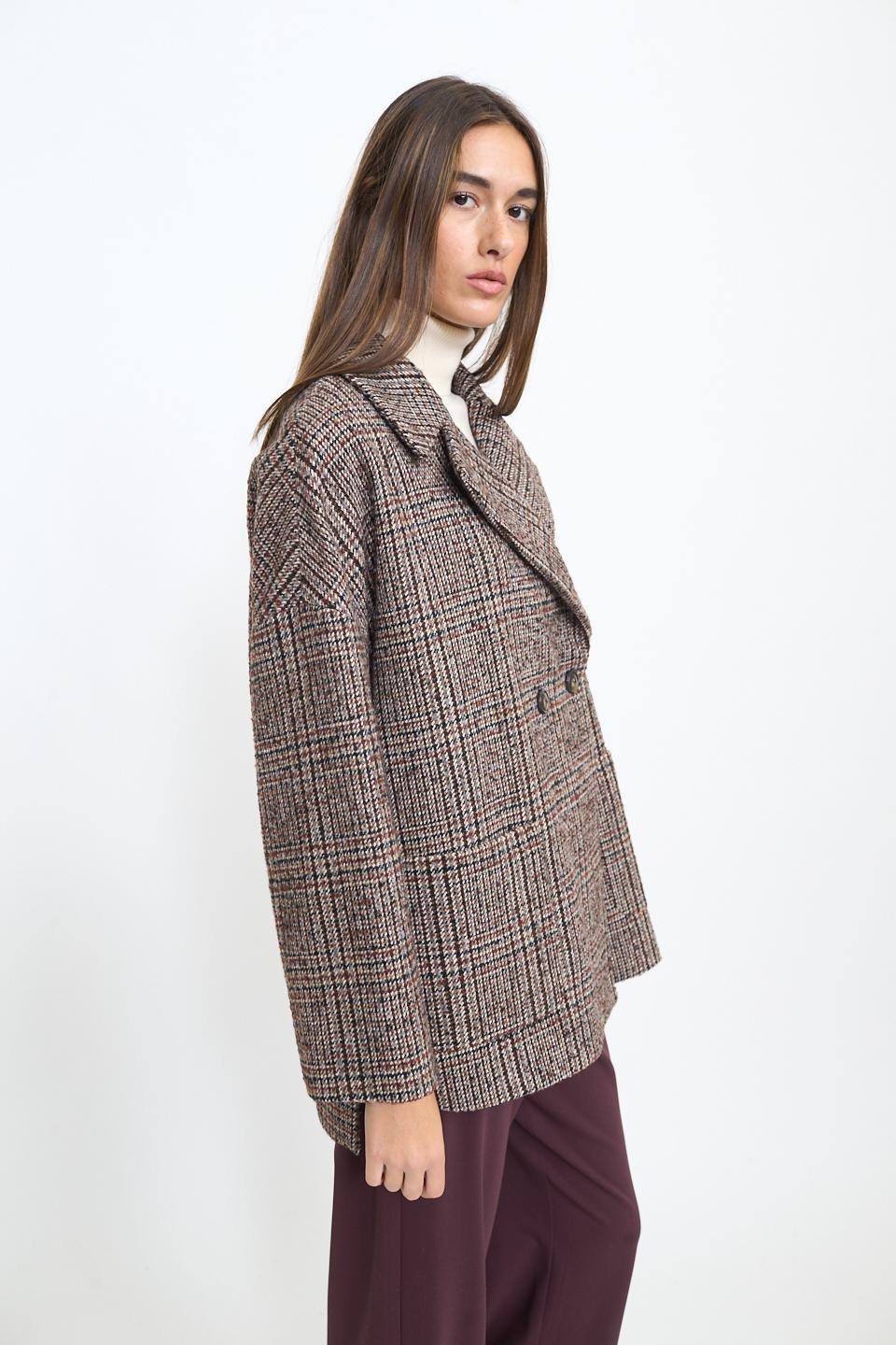 Cappotto corto check quadro bordeaux - Autunno - Inverno 2025 | Brend