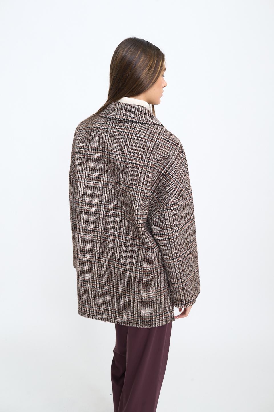 Cappotto corto check quadro bordeaux - Autunno - Inverno 2025 | Brend