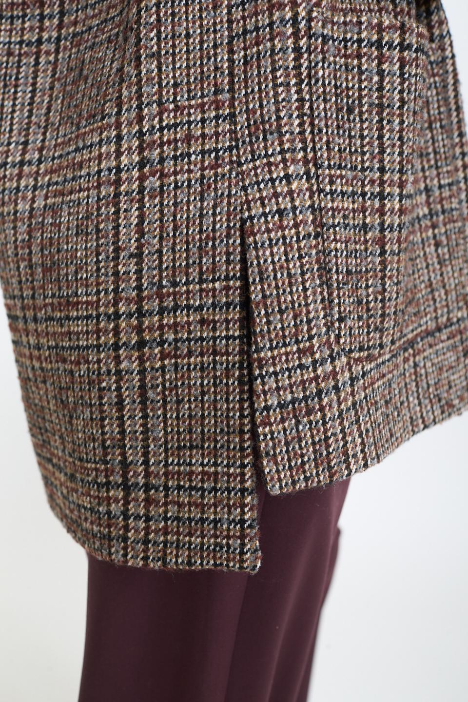 Cappotto corto check quadro bordeaux - Autunno - Inverno 2025 | Brend