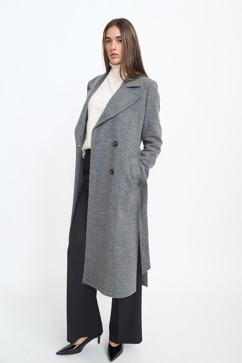 Cappotto doppio petto cinta grigio - Autunno - Inverno 2025 | Brend