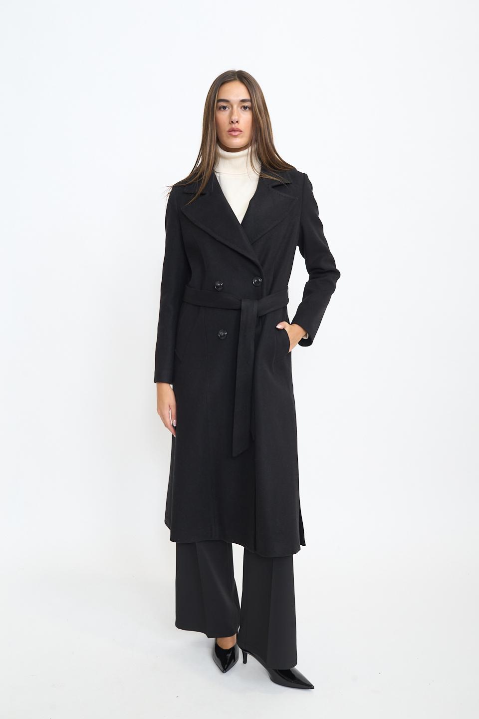 Cappotto doppio petto cinta nero - Autunno - Inverno 2025 | Brend