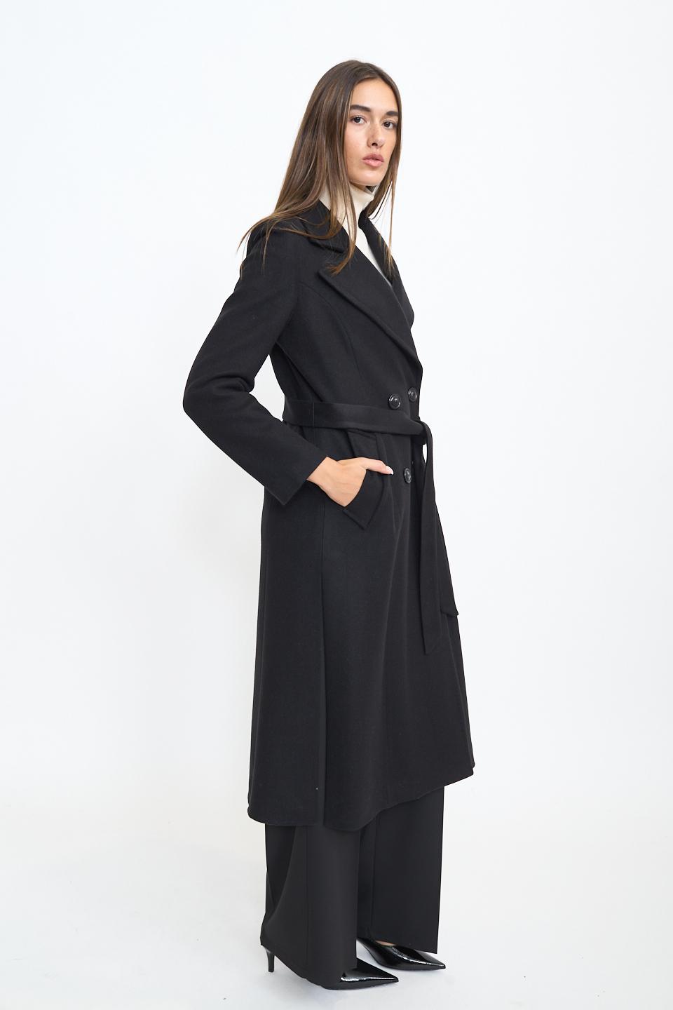 Cappotto doppio petto cinta nero - Autunno - Inverno 2025 | Brend