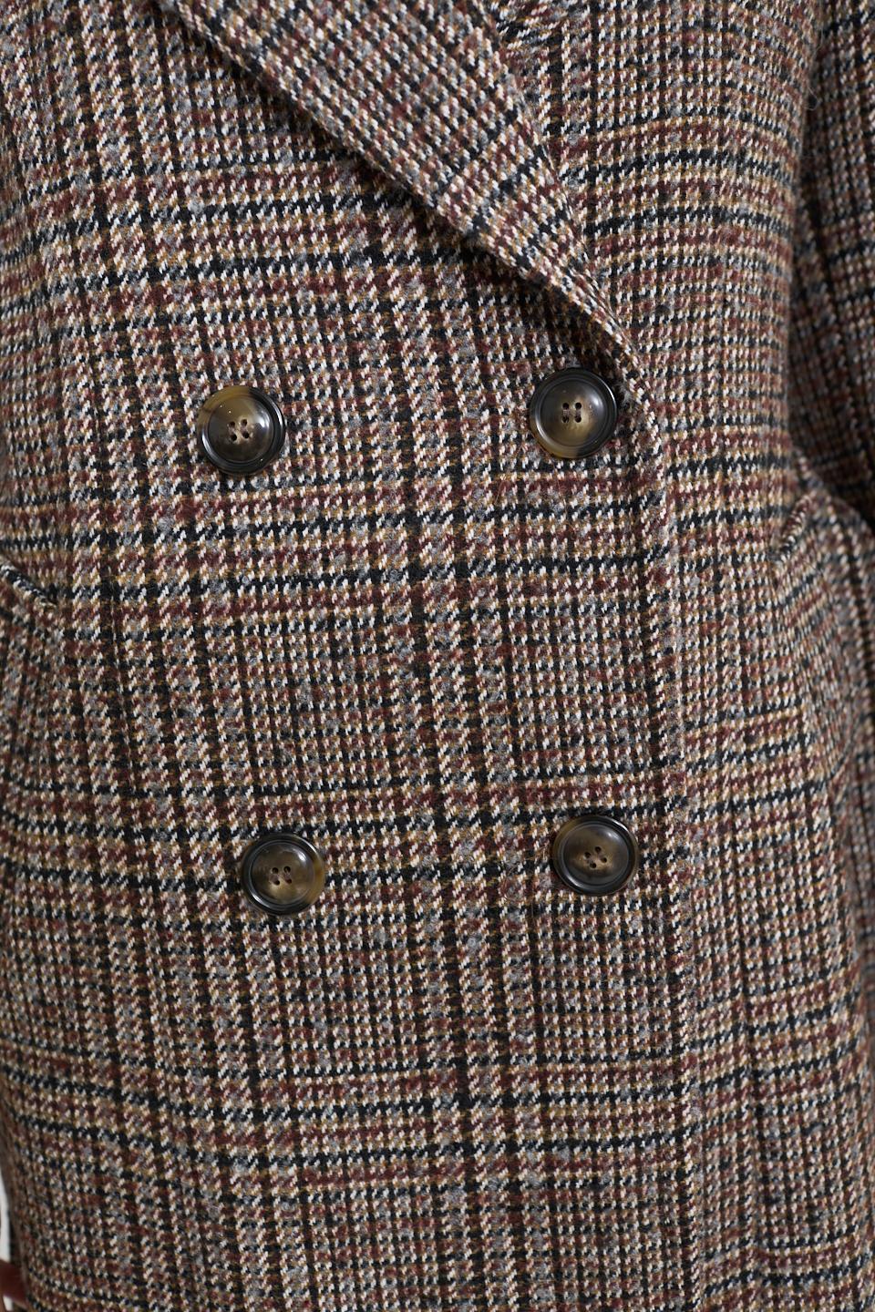Cappotto doppio petto cinta check quadro bordeaux - Autunno - Inverno 2025 | Brend