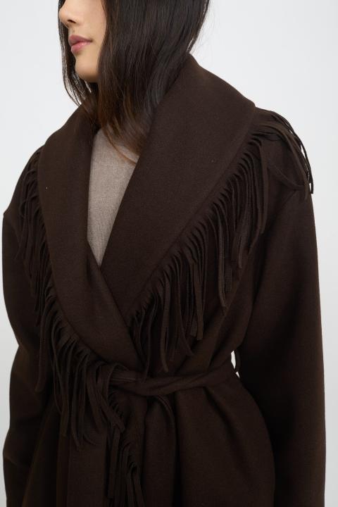 Cappotto frange con cinta moro - Autunno - Inverno 2025 | Brend