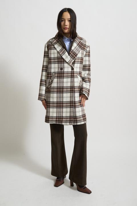 Cappotto 3/4 doppio petto check burro - Autunno - Inverno 2025 | Brend