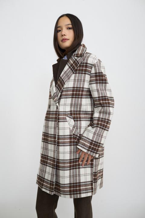 Cappotto 3/4 doppio petto check burro - Autunno - Inverno 2025 | Brend