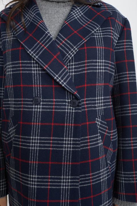 Cappotto 3/4 doppio petto check celeste - Autunno - Inverno 2025 | Brend