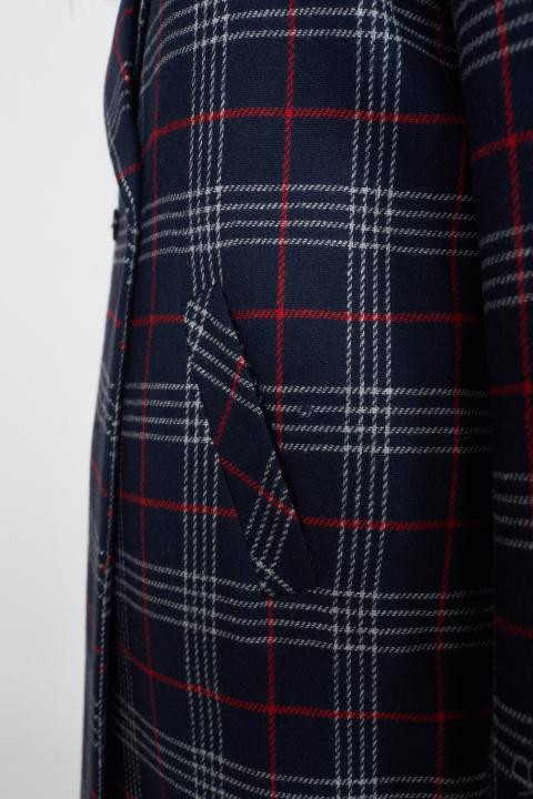 Cappotto 3/4 doppio petto check celeste - Autunno - Inverno 2025 | Brend