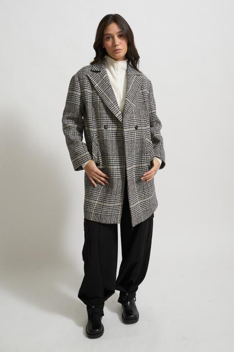 Cappotto 3/4 doppio petto check moro - Autunno - Inverno 2025 | Brend