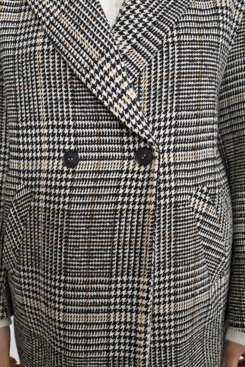 Cappotto 3/4 doppio petto check moro - Autunno - Inverno 2025 | Brend