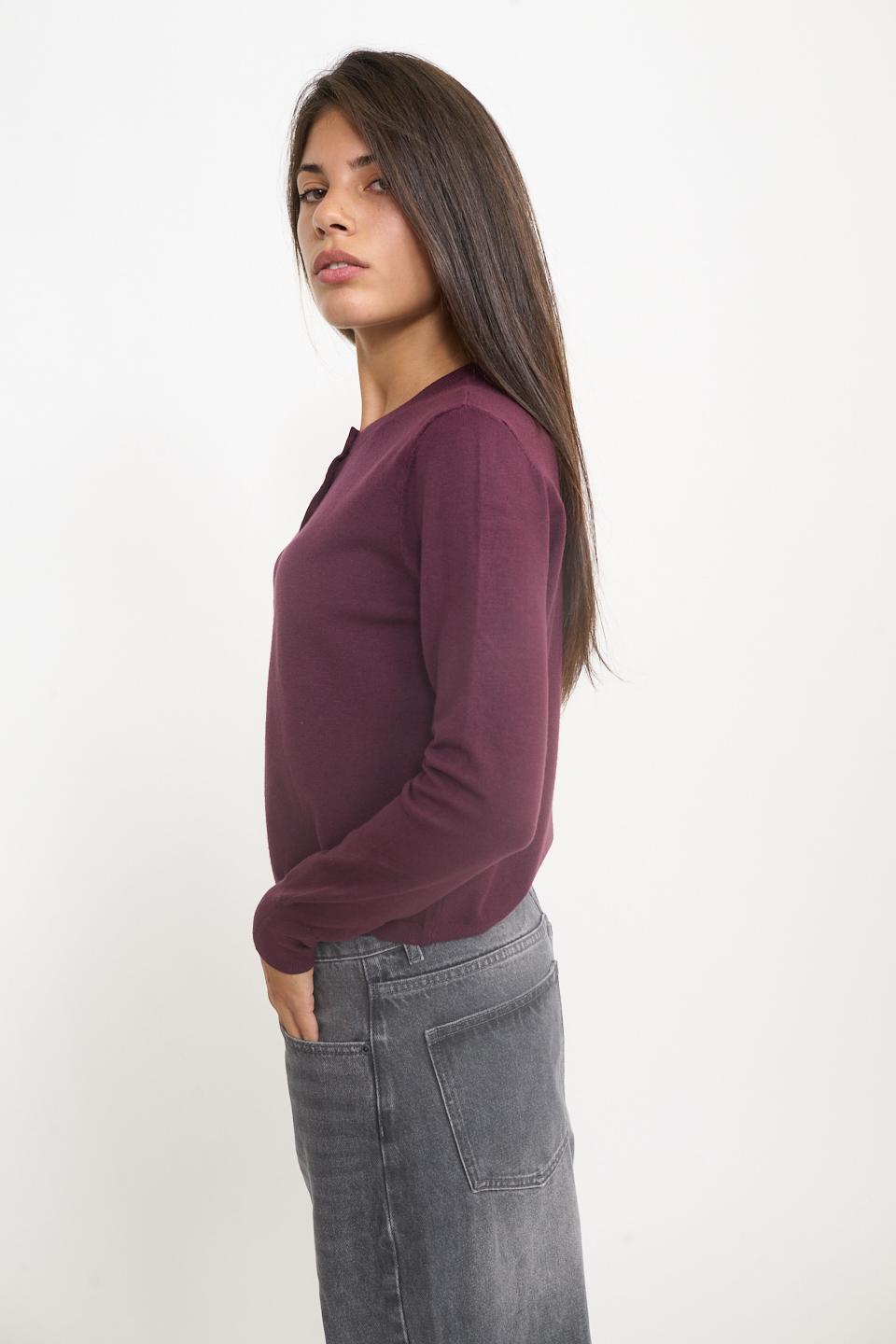 Cardigan scollo rotondo bottoni burgundy - Autunno - Inverno 2025 | Brend