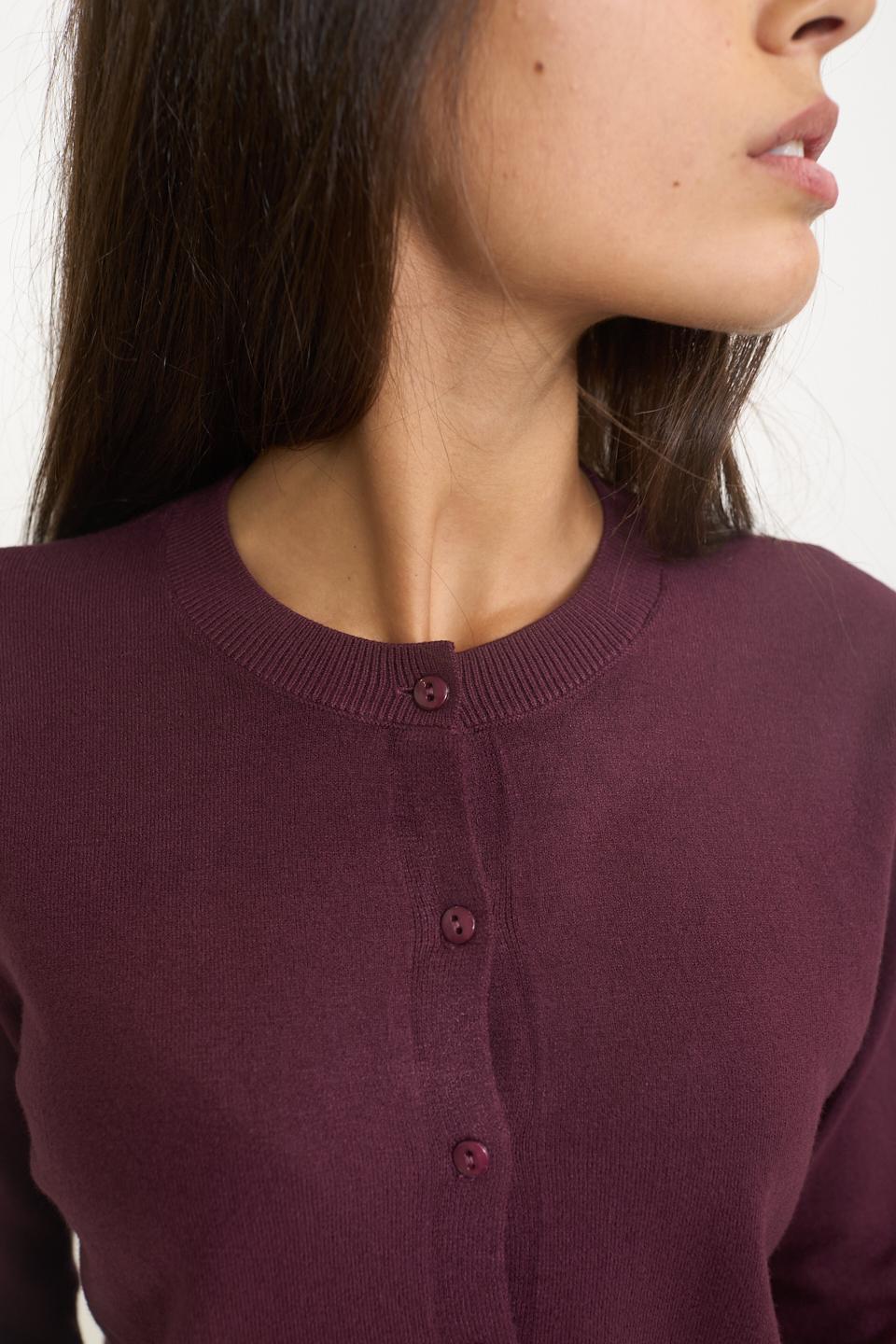 Cardigan scollo rotondo bottoni burgundy - Autunno - Inverno 2025 | Brend