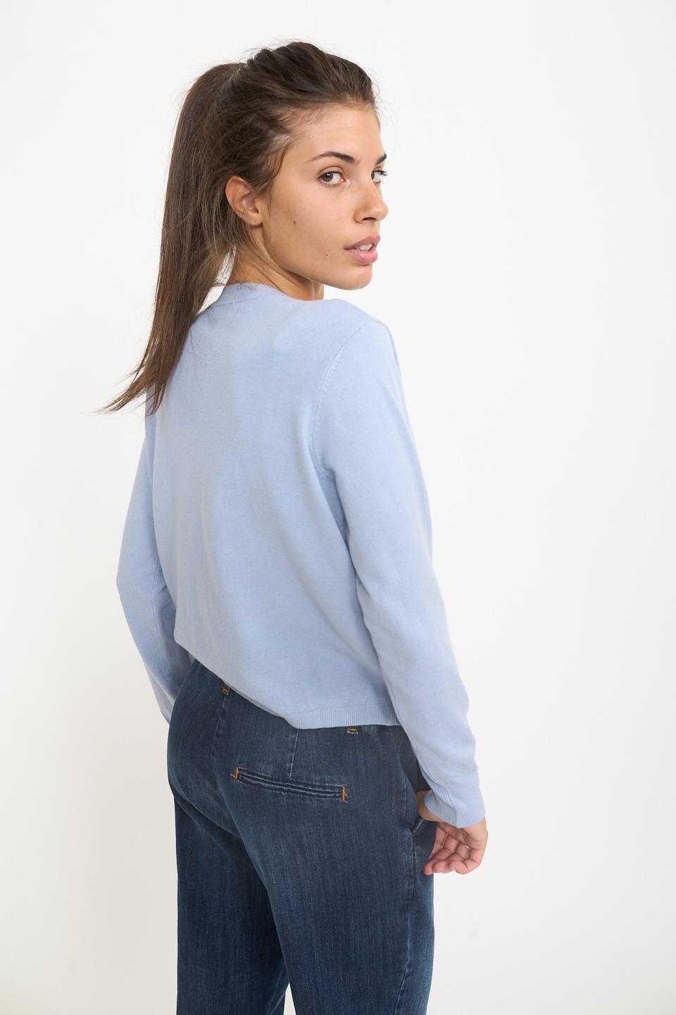 Cardigan scollo rotondo bottoni celeste - Autunno - Inverno 2025 | Brend
