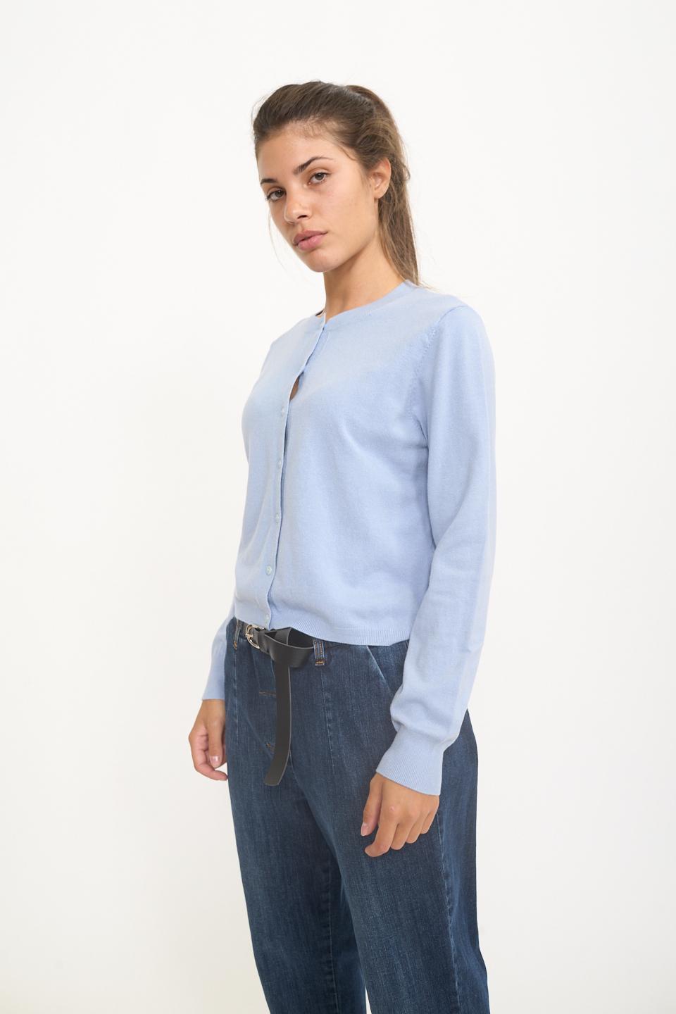 Cardigan scollo rotondo bottoni celeste - Autunno - Inverno 2025 | Brend