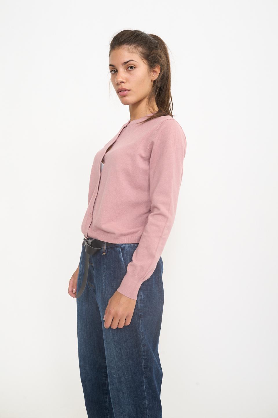 Cardigan scollo rotondo bottoni cipria - Autunno - Inverno 2025 | Brend