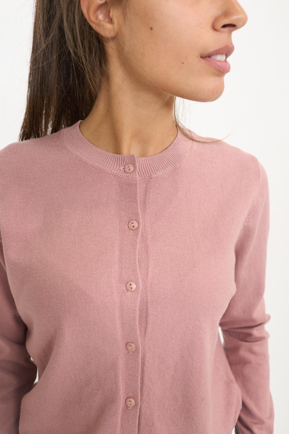 Cardigan scollo rotondo bottoni cipria - Autunno - Inverno 2025 | Brend