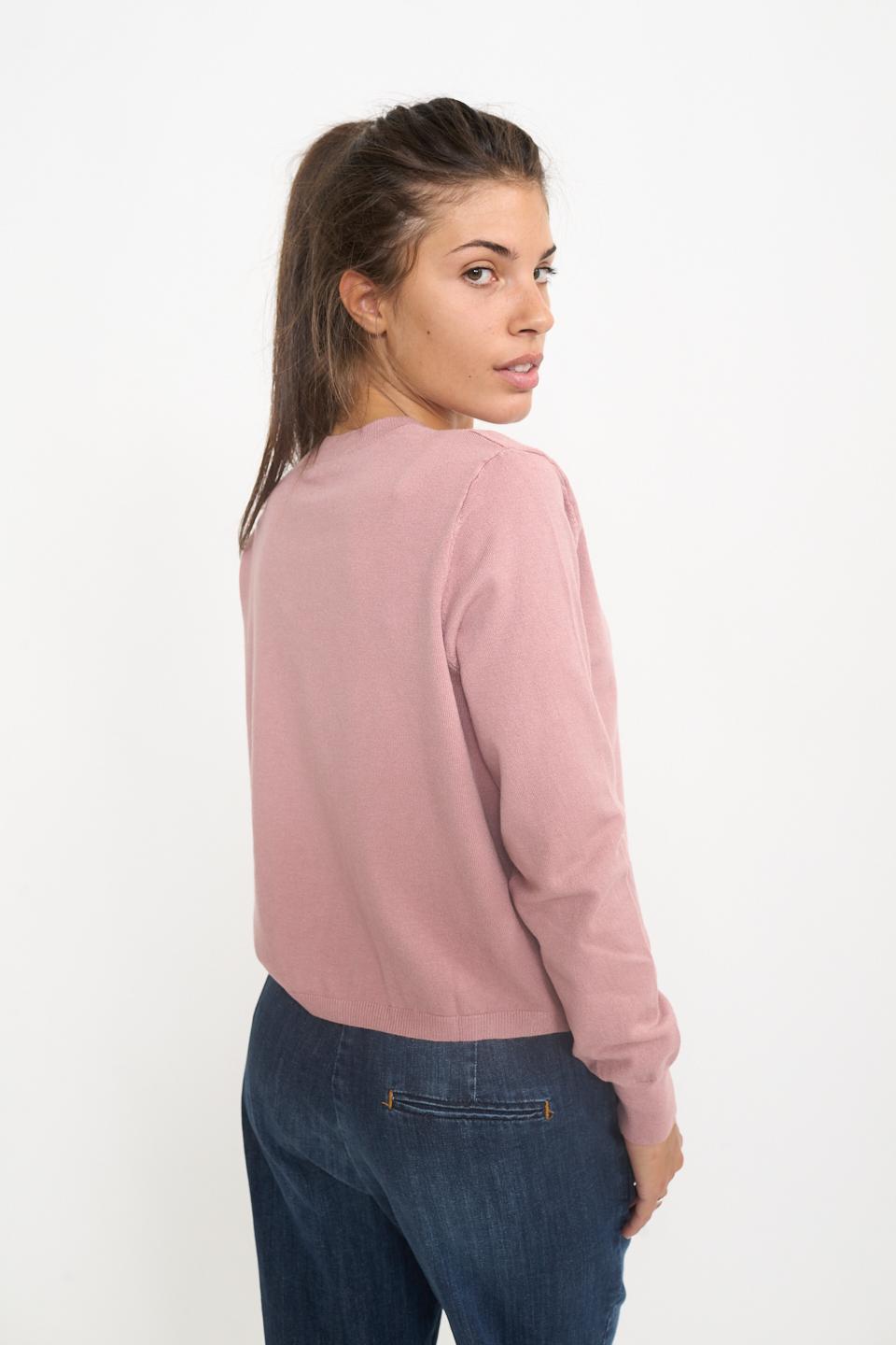 Cardigan scollo rotondo bottoni cipria - Autunno - Inverno 2025 | Brend
