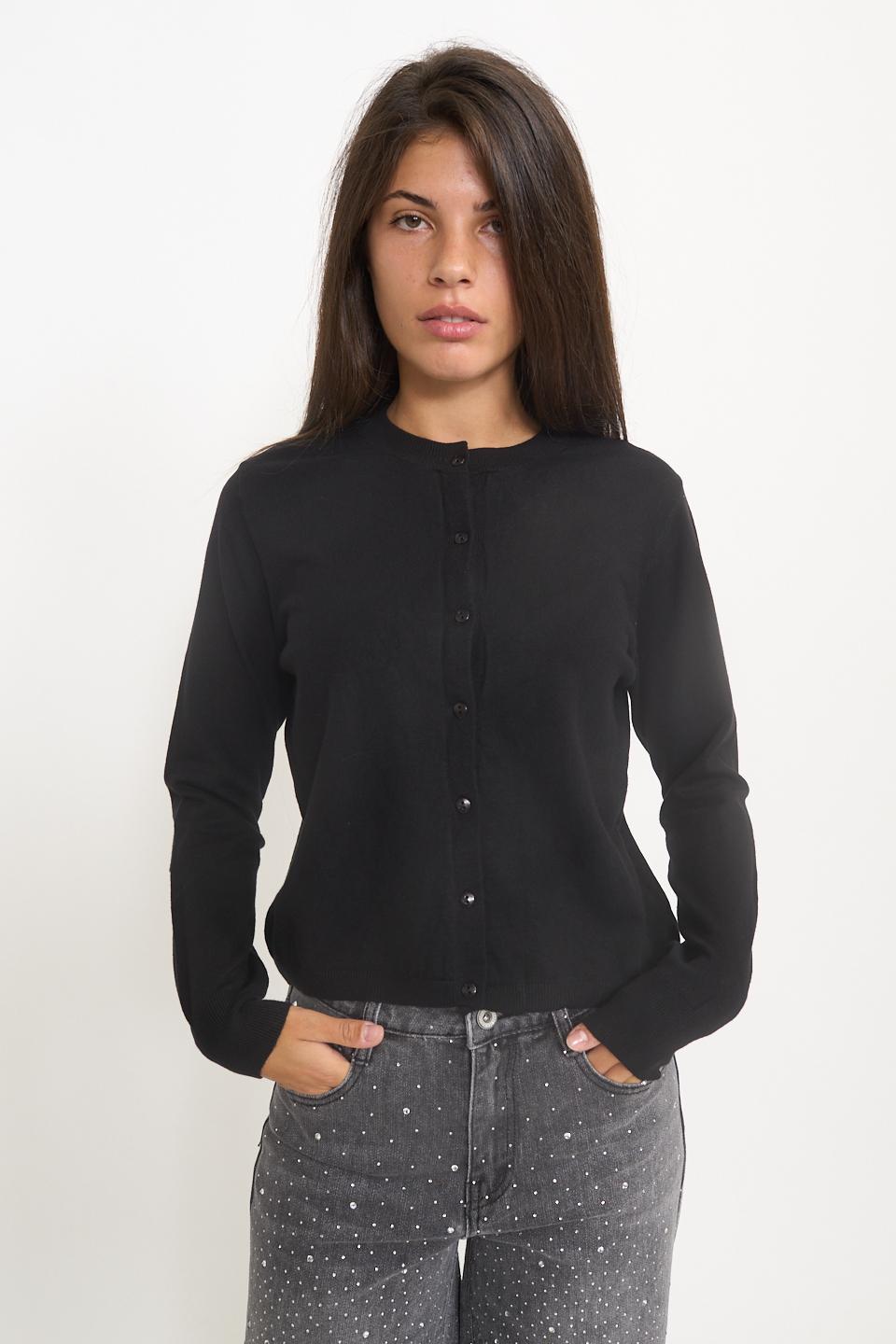 Cardigan scollo rotondo bottoni nero - Autunno - Inverno 2025 | Brend