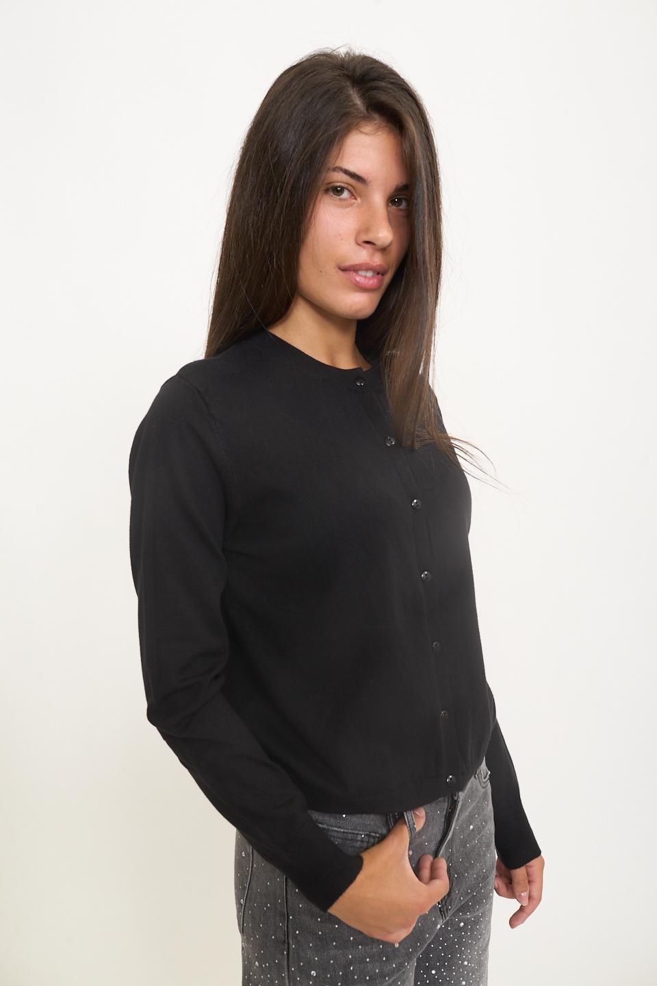 Cardigan scollo rotondo bottoni nero - Autunno - Inverno 2025 | Brend