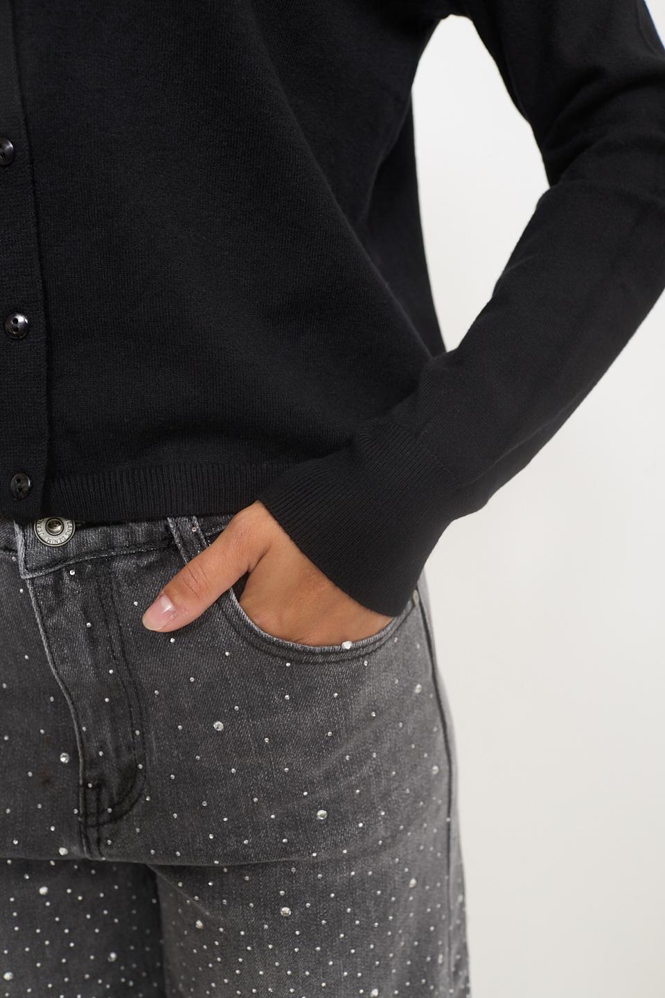 Cardigan scollo rotondo bottoni nero - Autunno - Inverno 2025 | Brend